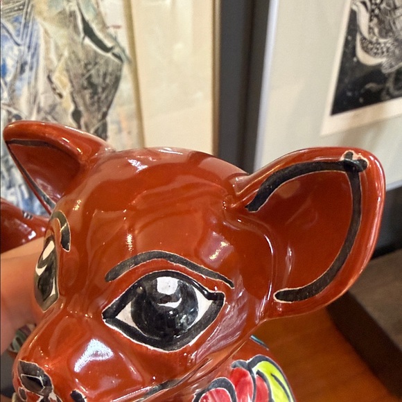Hand-Painted Red Ceramic Chihuahua Figurine Talevera - Picture 12 of 12